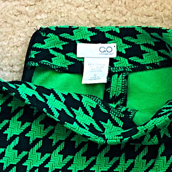 Green Houndstooth skirt size L with zipper closure - Picture 7 of 7